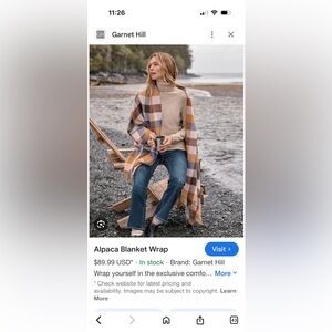 Garnet Hill Alpaca Blanket Wrap in Tan and Cream